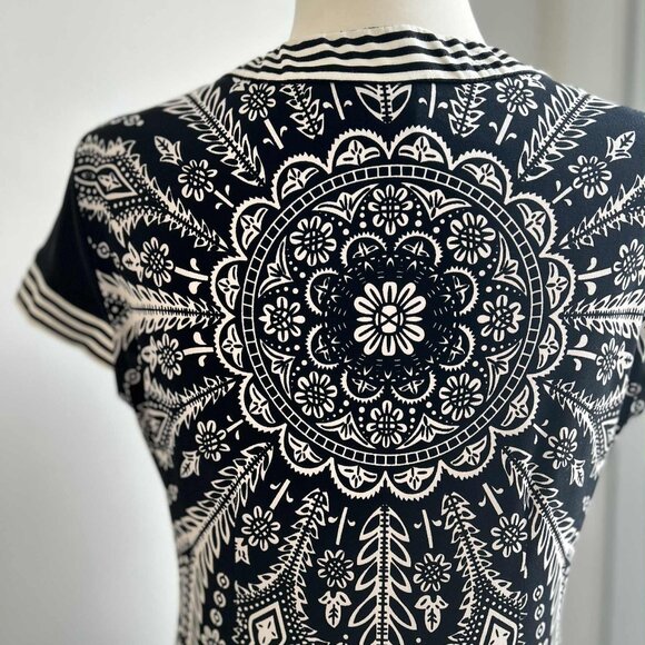 Joseph Ribkoff Black & White Medallion Print Graphic Stretch Jersey Dress – US S - Picture 8 of 14